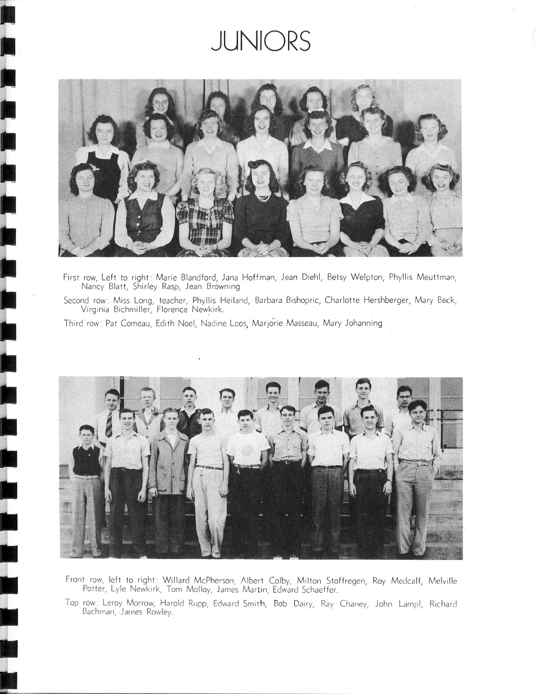 Email thread: "Documents on the Web" — Benjamin Thompson identifies Virginia Bichmiller in 1942–44 Greenhills HS online yearbook